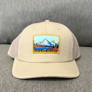 Sun Ski & Sports Beige Mountain Patch Trucker Baseball Hat